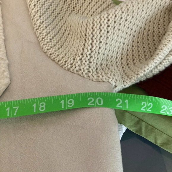 Chelsea & Theodore Cardigan Sz L Ivory Faux Suede Sherpa Shawl Collar Knit - Picture 6 of 8